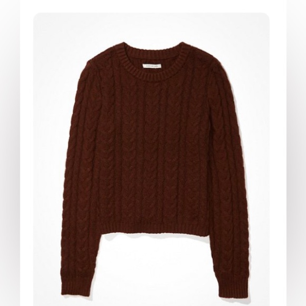 American Eagle Cropped Cable Knit Sweater